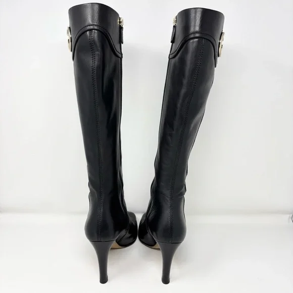 Gucci by Tom Ford GG Logo Black Leather Knee High Boots Size 8.5 Vintage - Picture 13 of 16